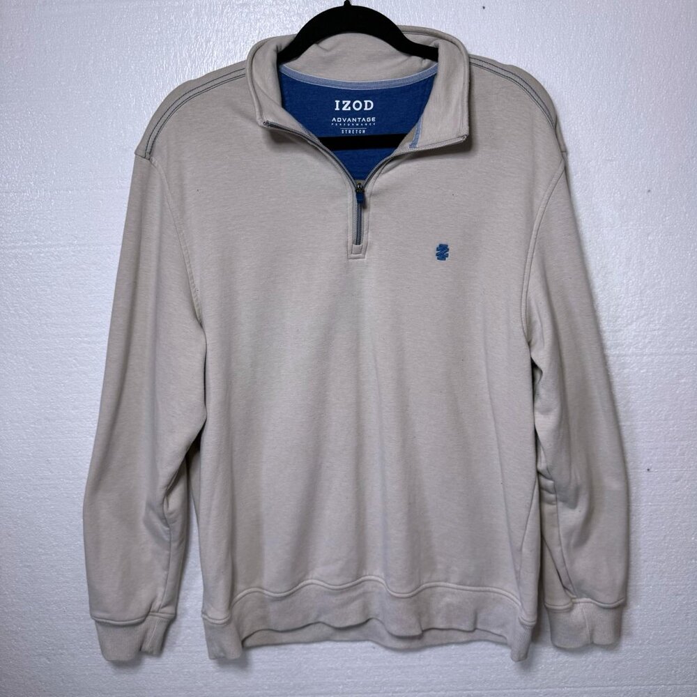 Izod Advantage Performance Mens Size Large 1/4 Zip Pullover Stretchy Fleece Golf